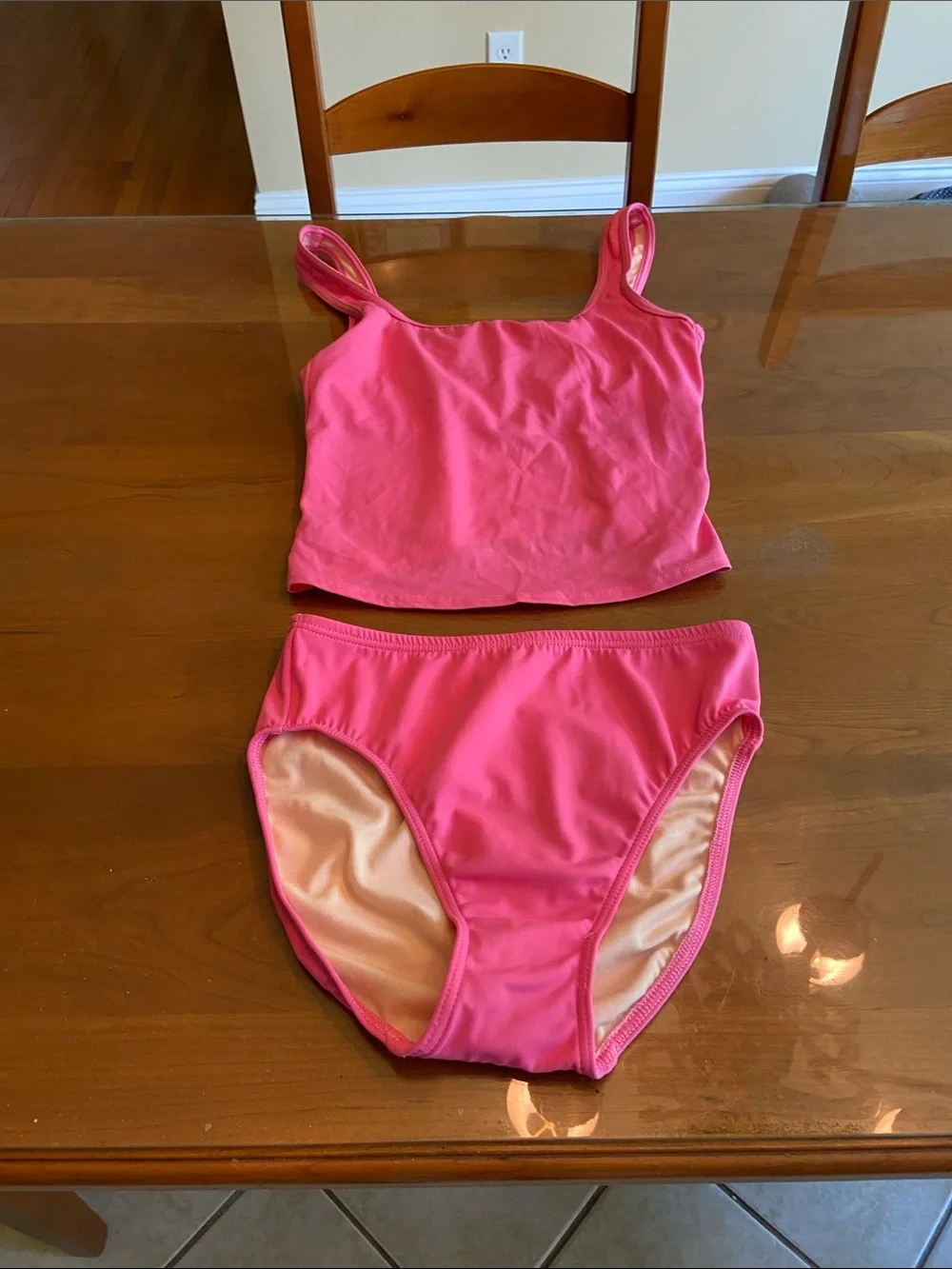 Pink Two-Piece Tank Bikini Set. Very Comfortable. Size 6 Long.